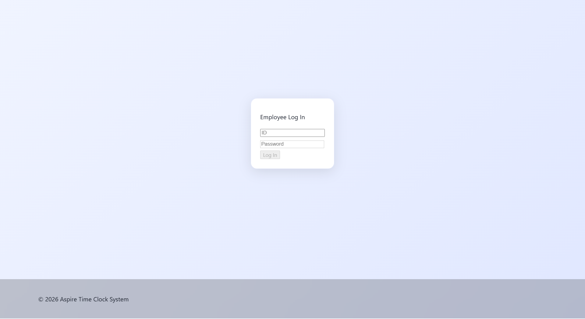 Time Punch login screen